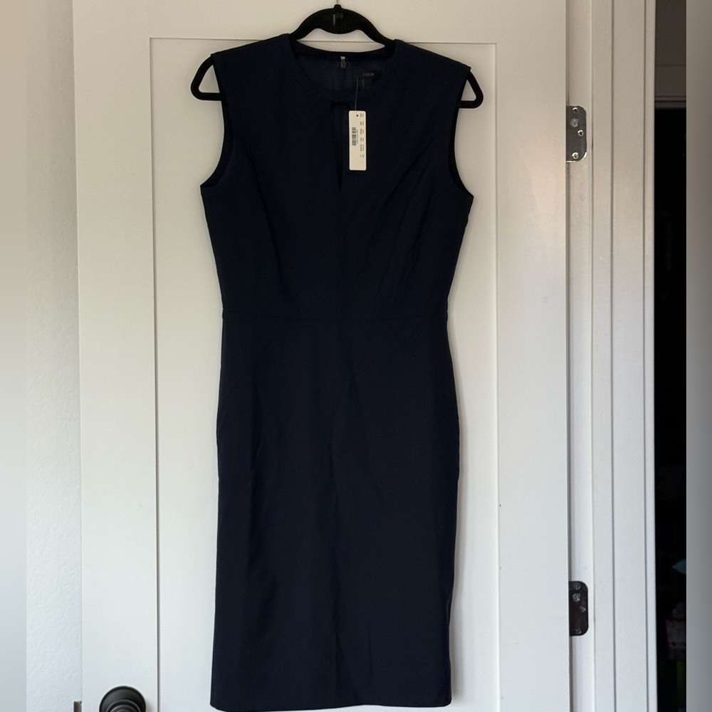 J. Crew Navy Sheath Dress with Notched V-Neck NWT